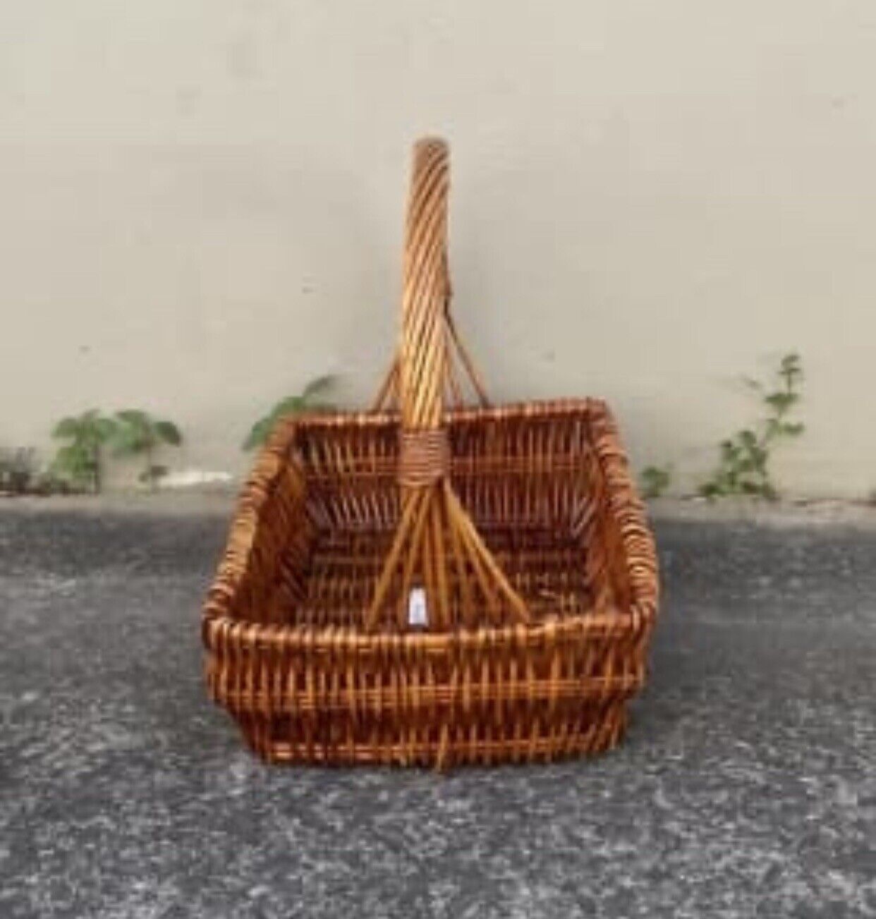 42cm Picnic Basket Brown Bamboo Cane Bread Market Gift Hamper Flowers Toys AE94