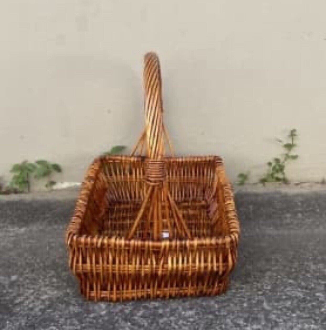 42cm Picnic Basket Brown Bamboo Cane Bread Market Gift Hamper Flowers Toys AE94