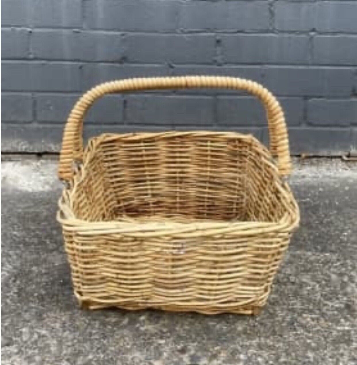 Picnic Basket 47cm Bamboo Cane Market Gift Handles Flowers Beach Trug AE97