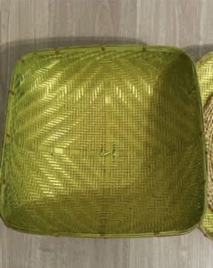 38cm Cloche Basket Tray & Dome Lid HandWoven Straw Rattan Party Picnic AE163 NEW