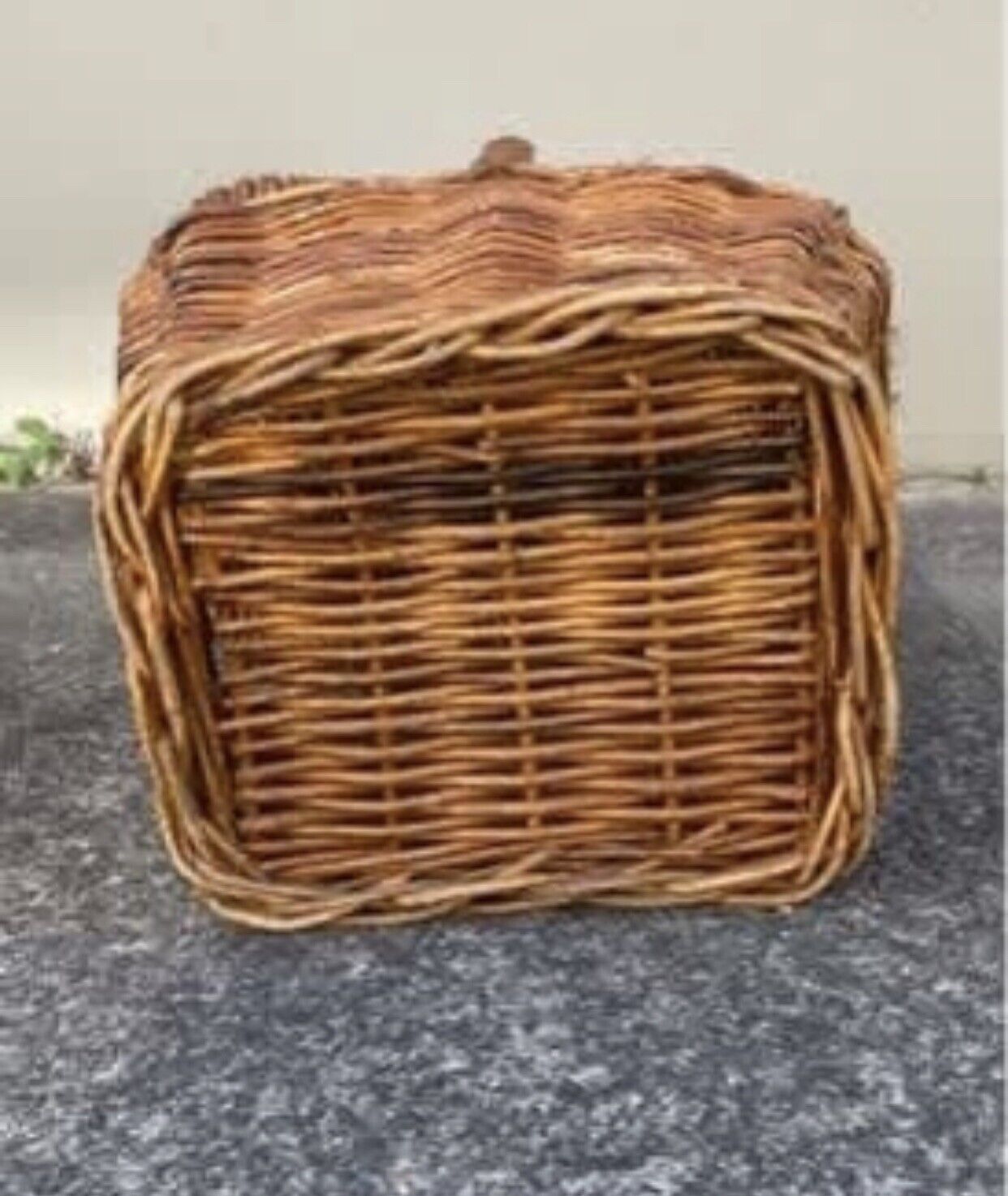 Vintage Picnic Basket 44cm Cane Market Flowers Beach Toys Display AE96 Heavy