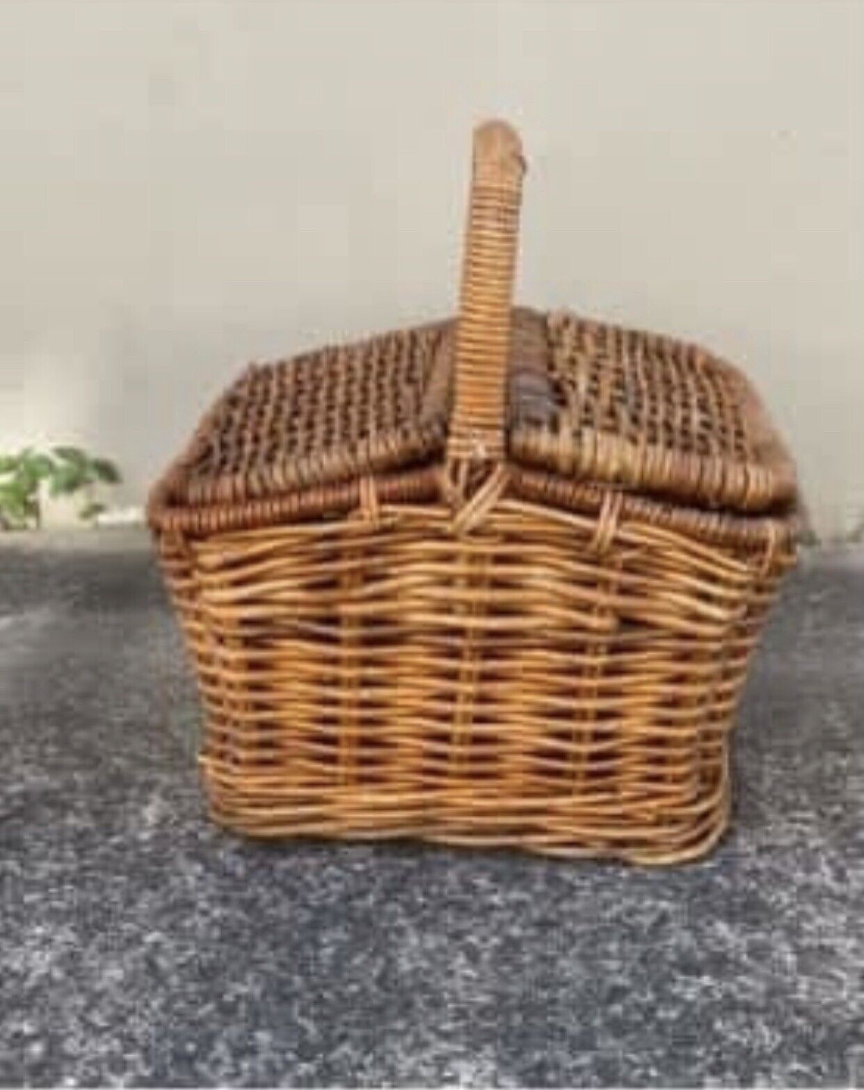 Vintage Picnic Basket 44cm Cane Market Flowers Beach Toys Display AE96 Heavy