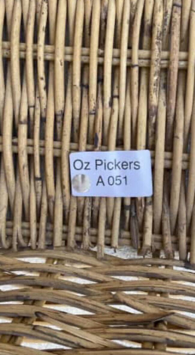 Vintage Picnic Basket HAMPER 42cm BAMBOO CANE FRENCH ENGLISH Style Storage AE51