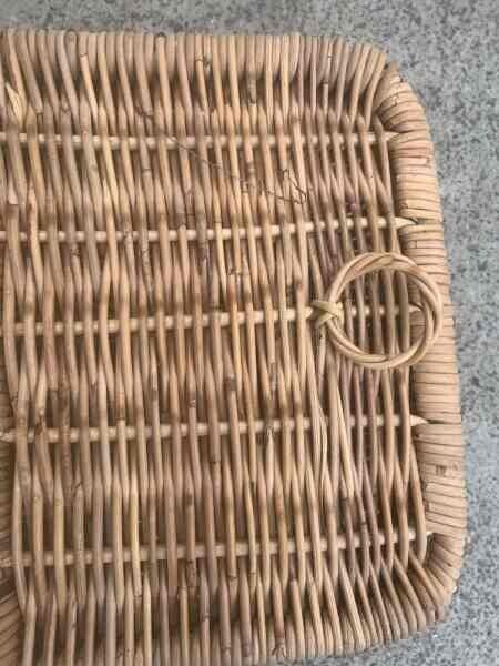 Vintage Picnic Basket HAMPER 60cm BAMBOO CANE FRENCH ENGLISH Style Storage DE
