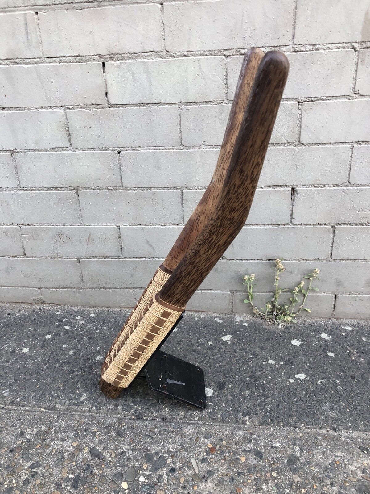 64cm Solid Hand Carved Timber Decorative Wheelbarrow Handle w Steel Bracket