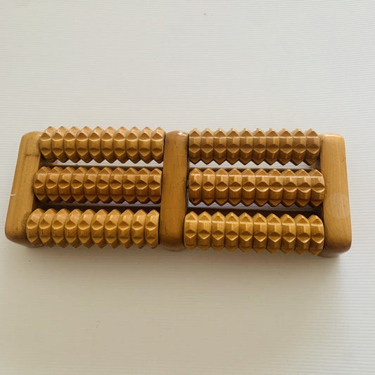 FOOT MASSAGER 32cm 6 Wooden Roller Pain Reflexology Relax Feet Massage Portable