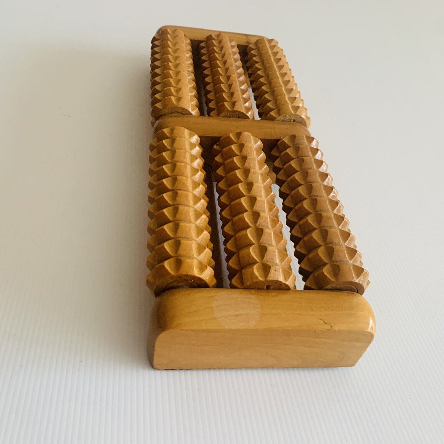 FOOT MASSAGER 32cm 6 Wooden Roller Pain Reflexology Relax Feet Massage Portable