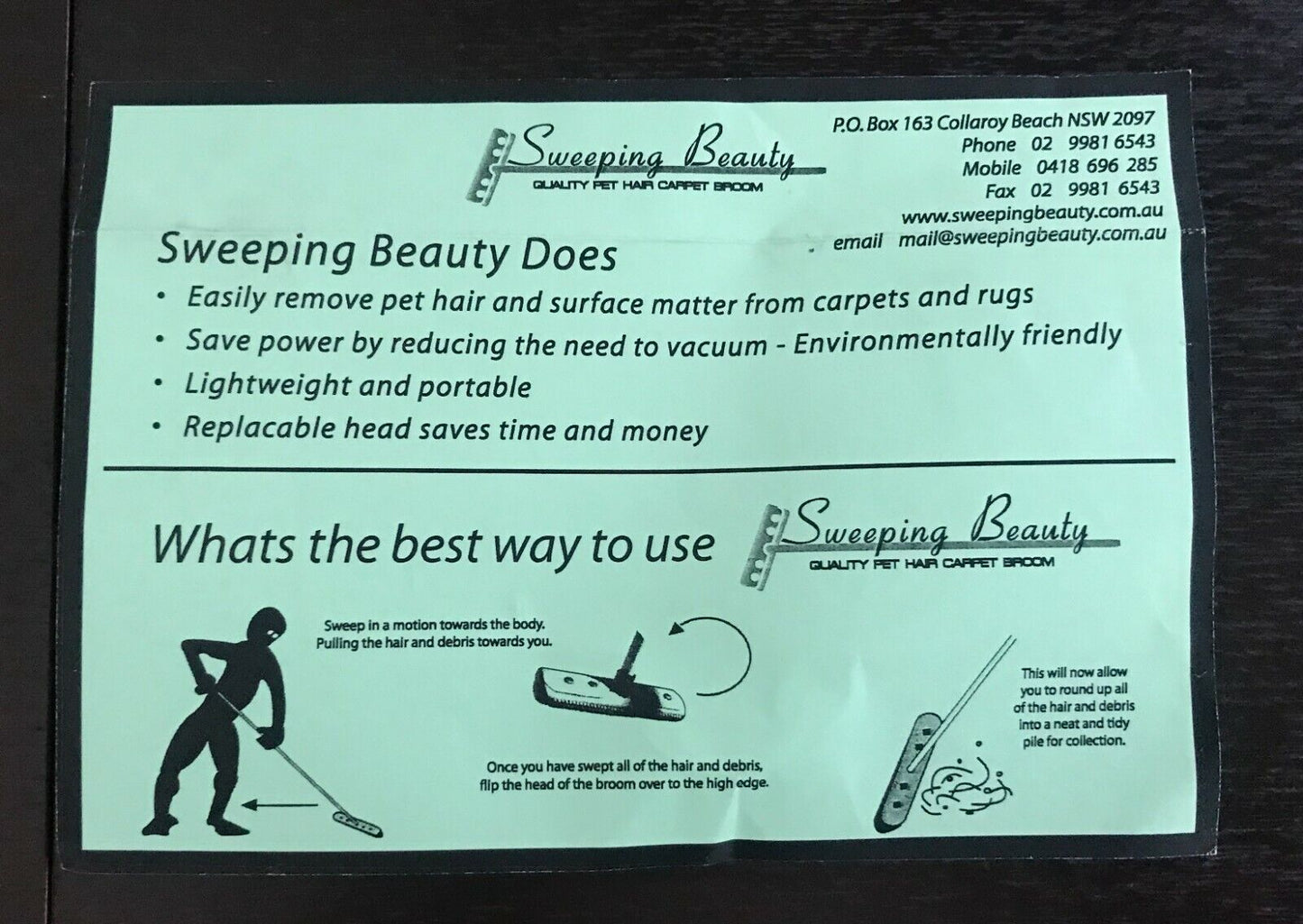 SWEEPING BEAUTY Rubber Pet Hair Carpet Broom Head ONLY Handle Not Included NEW