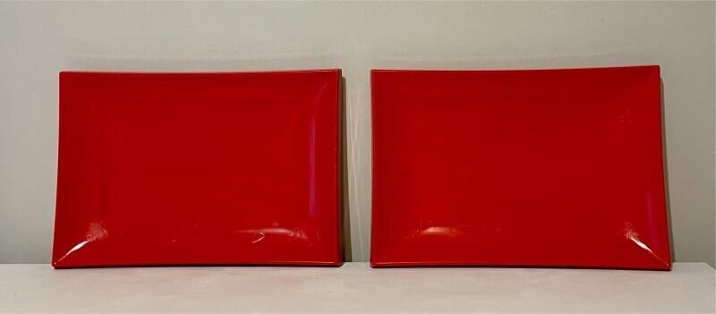 Pair RYNER 38.5cm Red Sushi Serving Tray Melamine Japanese Food Platters AE302|3