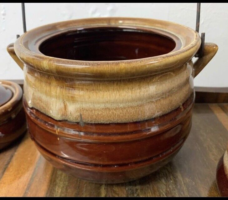 Pottery Taiwan 6 Piece 1x Casserole Pot & 5 Lidded Bowls W Handle Lava Drip NEW