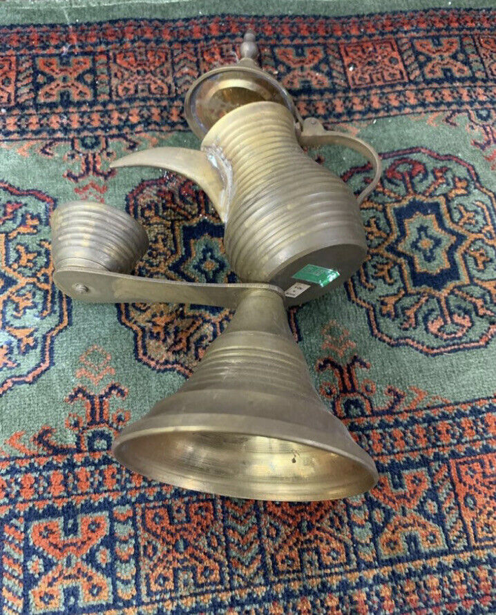 Vintage Dallah Coffee Pot 20cm Brass Dubai Al Jaber w Cup Display