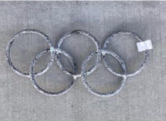 48cm Cast Aluminium Olympic Rings floral topiary frames Wall Art Limed Patina