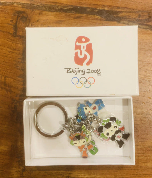 2008 Beijing Olympics Keyring Key Ring Enamel on Metal Original Box Momento NEW