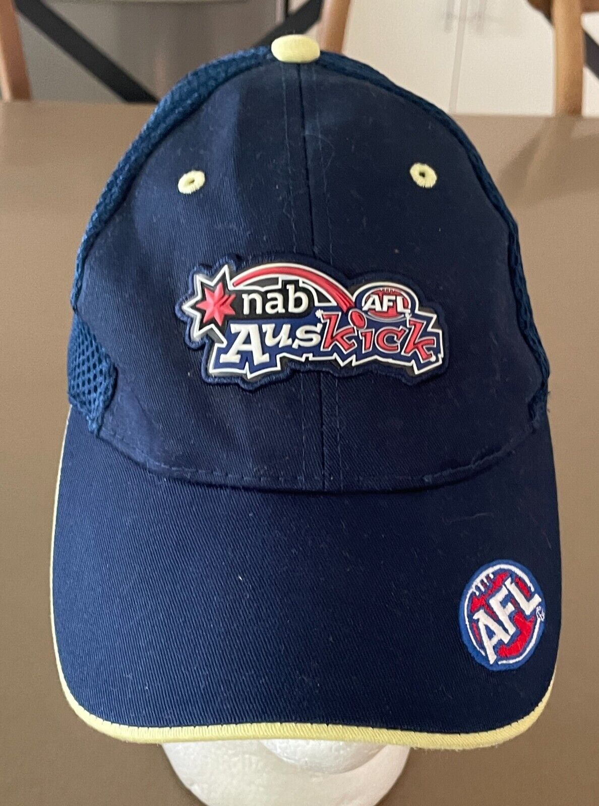 AUS KICK AFL Navy Adjustable Baseball Cap OSFA Mesh & Cotton Fabric Unisex Kids