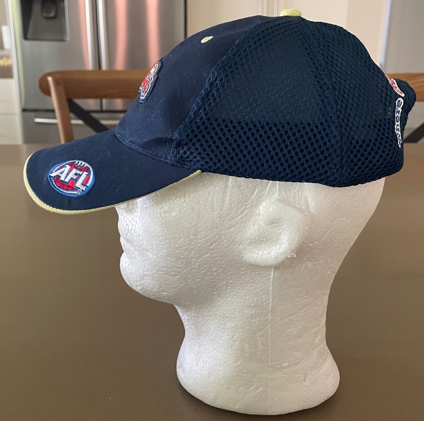 AUS KICK AFL Navy Adjustable Baseball Cap OSFA Mesh & Cotton Fabric Unisex Kids