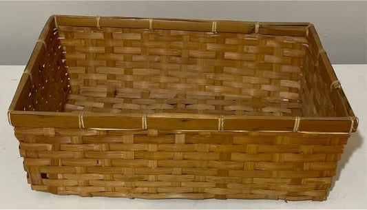 Split Cane Storage Basket 1980’s Rectangular 32cm Light Woven Rattan  AE334