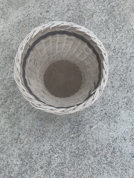 Rustic Wicker Basket Vintage 1960s 25cm Woven planter pot holder storage DE