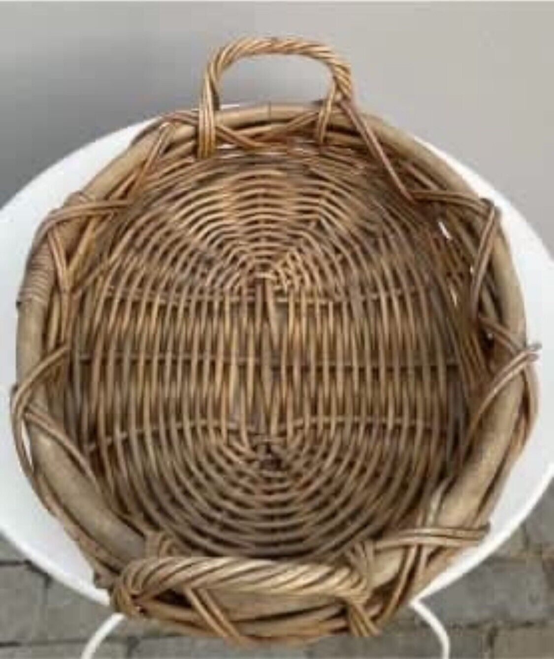 Oval Bamboo Cane Basket Retro Heavy 42cm Fruit  Bread Serving Tray AE210