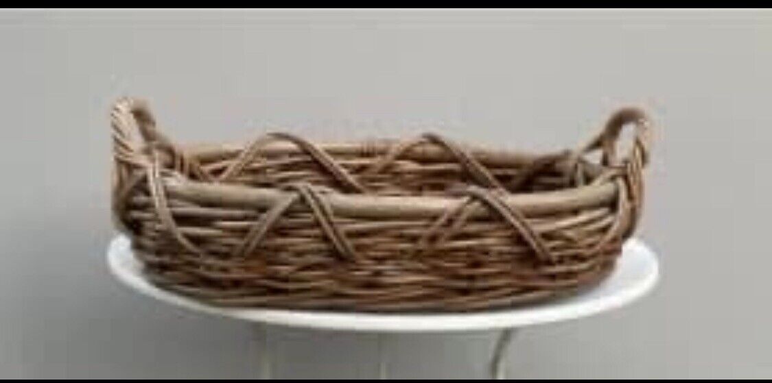 Oval Bamboo Cane Basket Retro Heavy 42cm Fruit  Bread Serving Tray AE210