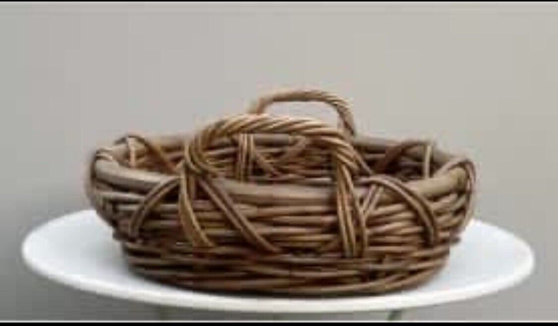 Oval Bamboo Cane Basket Retro Heavy 42cm Fruit  Bread Serving Tray AE210