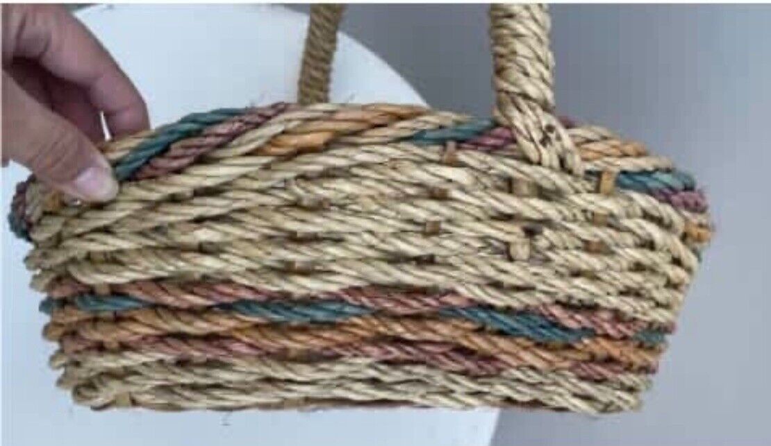 Market Basket 36cm Woven Rope Jute Seagrass Cane Flowers Storage w Handle AE208