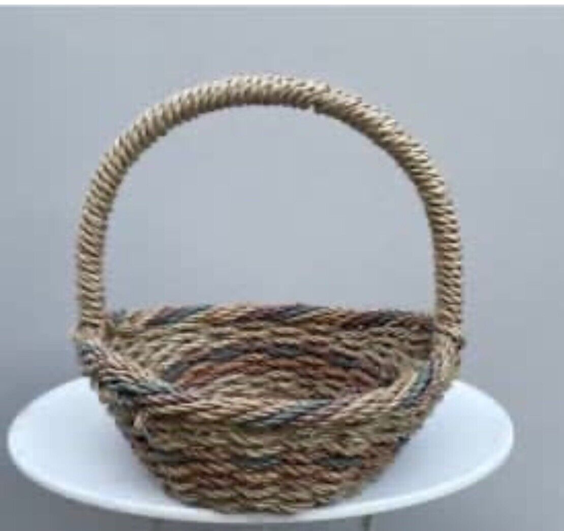 Market Basket 36cm Woven Rope Jute Seagrass Cane Flowers Storage w Handle AE208