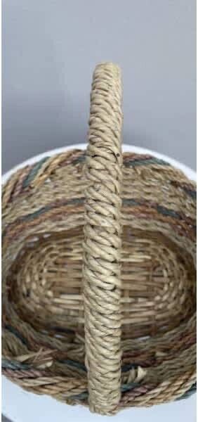 Market Basket 36cm Woven Rope Jute Seagrass Cane Flowers Storage w Handle AE208