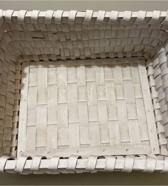 Cane Storage Basket Coastal Heavy 30.5cm White Woven Split Lined Hamper AE335