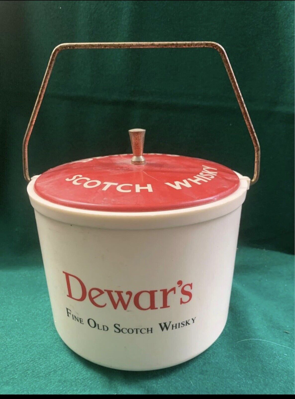 DEWAR’S Ice Bucket White Label Scotch Whisky Vintage Retro Barware Plastic w lid