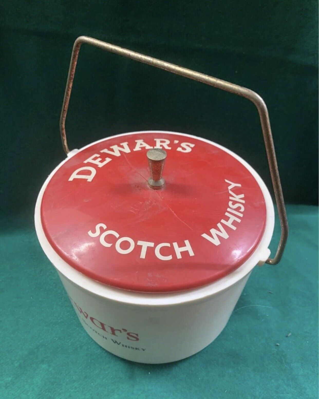 DEWAR’S Ice Bucket White Label Scotch Whisky Vintage Retro Barware Plastic w lid