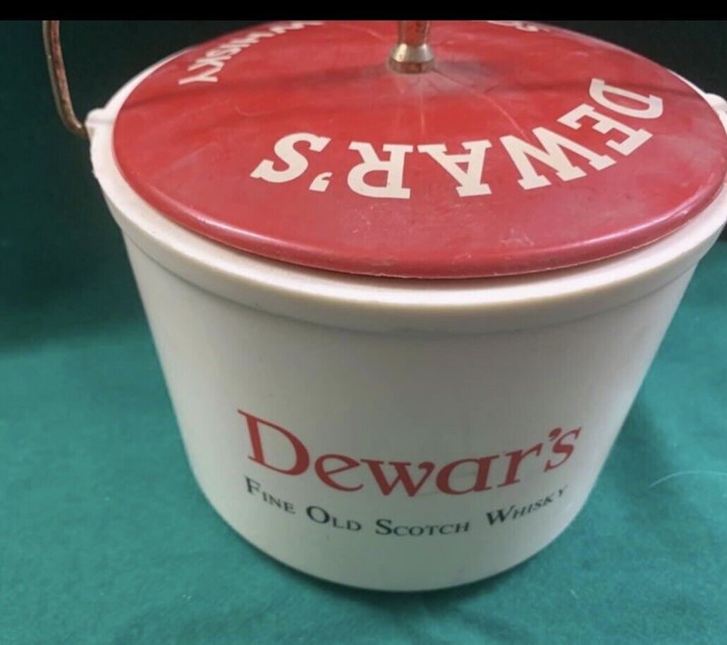 DEWAR’S Ice Bucket White Label Scotch Whisky Vintage Retro Barware Plastic w lid