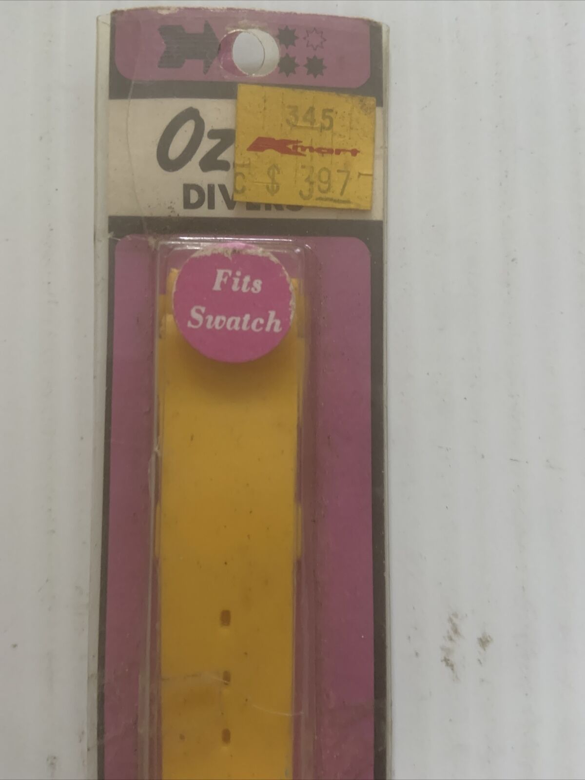 Vintage Ozzee Divers Watch Strap Fits Swatch 17mm N.O.S. Yellow Plastic 14