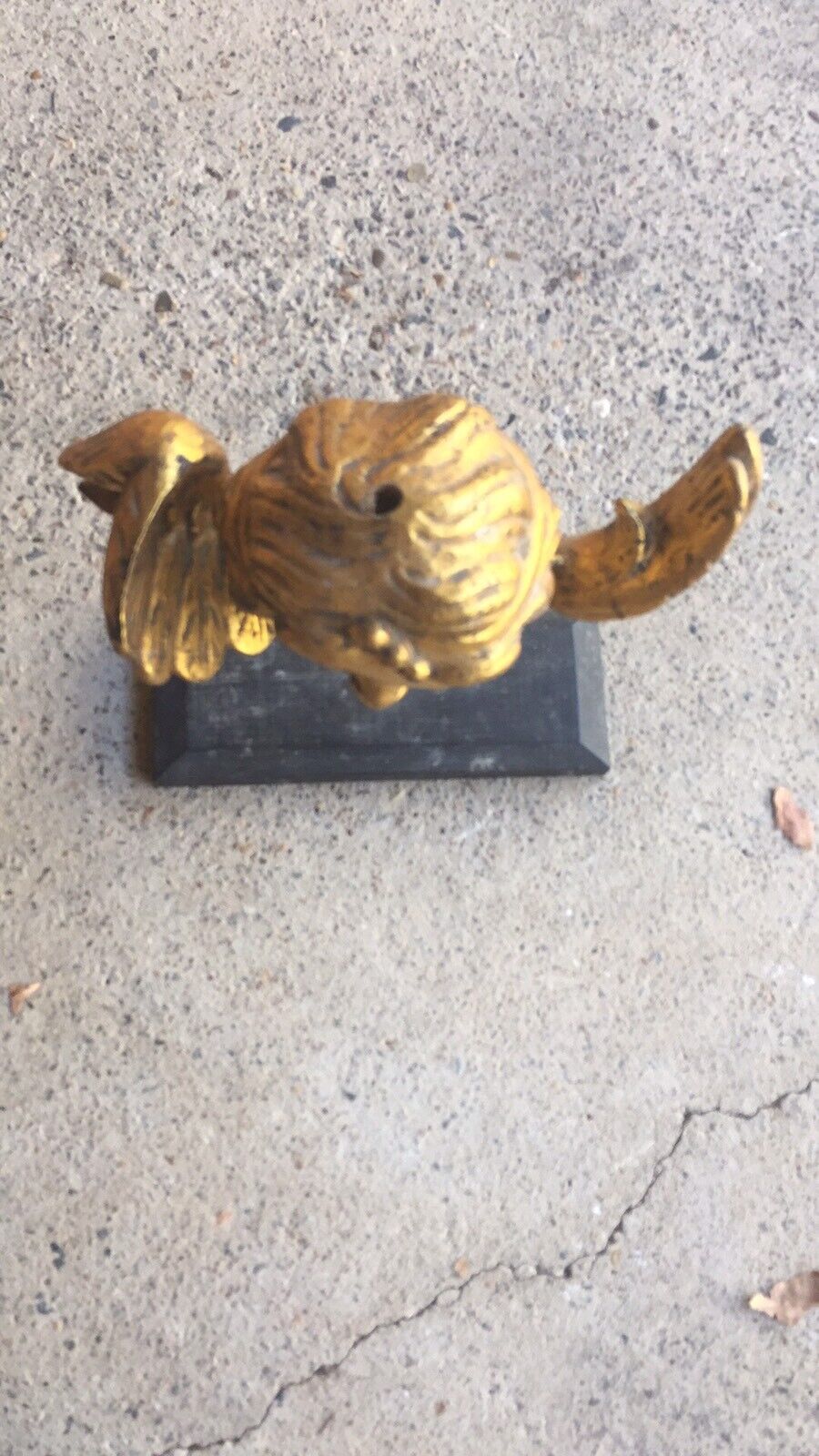 Hand Carved Wooden Angel Cupid GOLD Black Stand 38cm Decor Doorstop Paper Weight