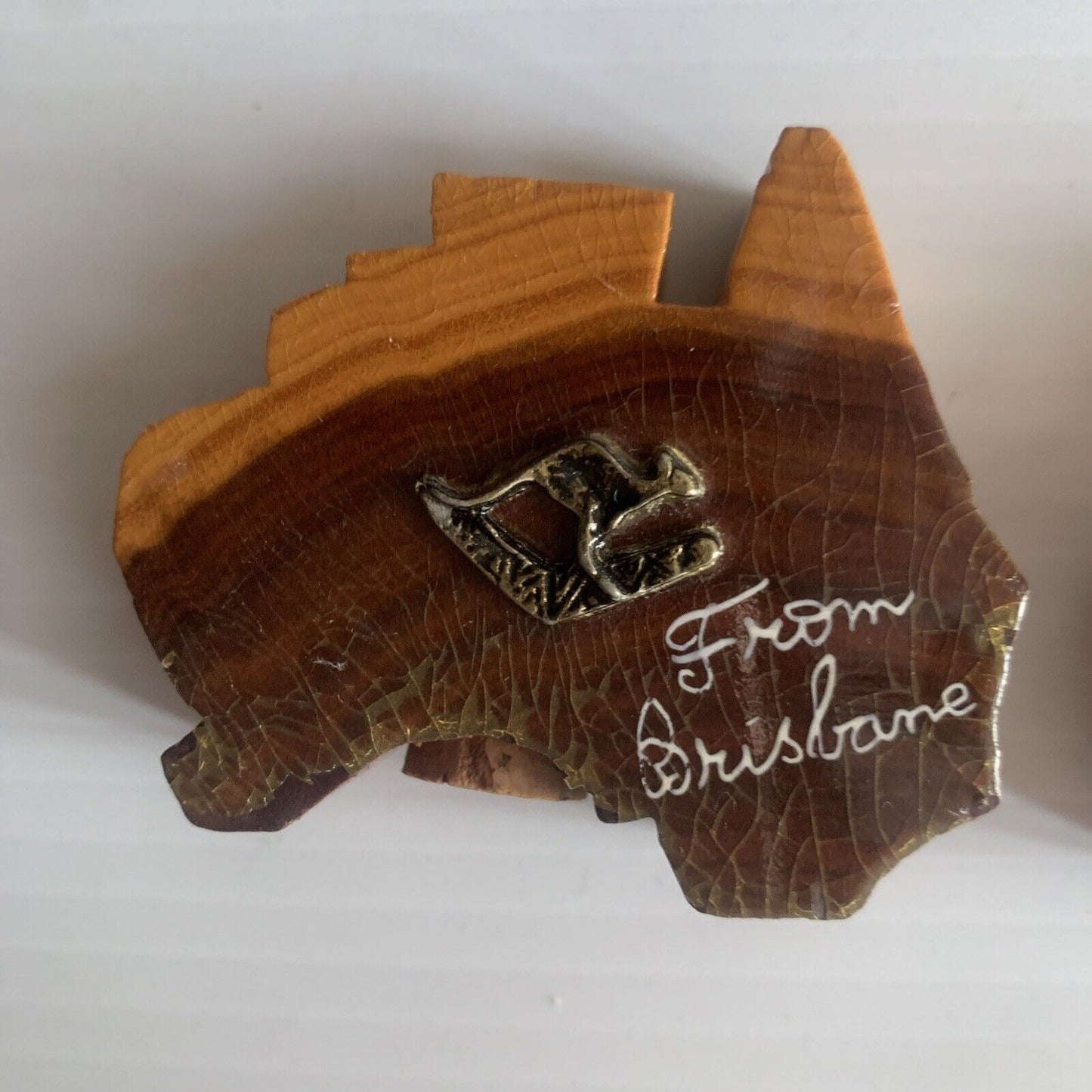 1960’s Australia Shape Wooden Salt Pepper Shaker Set Corks Brisbane Souvenir NEW