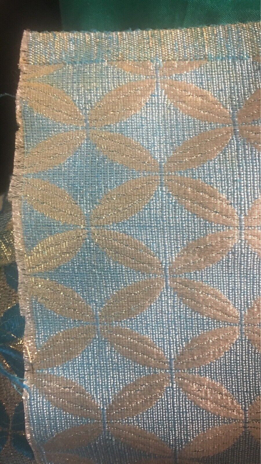 Vintage Garment FABRIC 4 metres Blue Thread & Silver Lamé NEW Old Stock