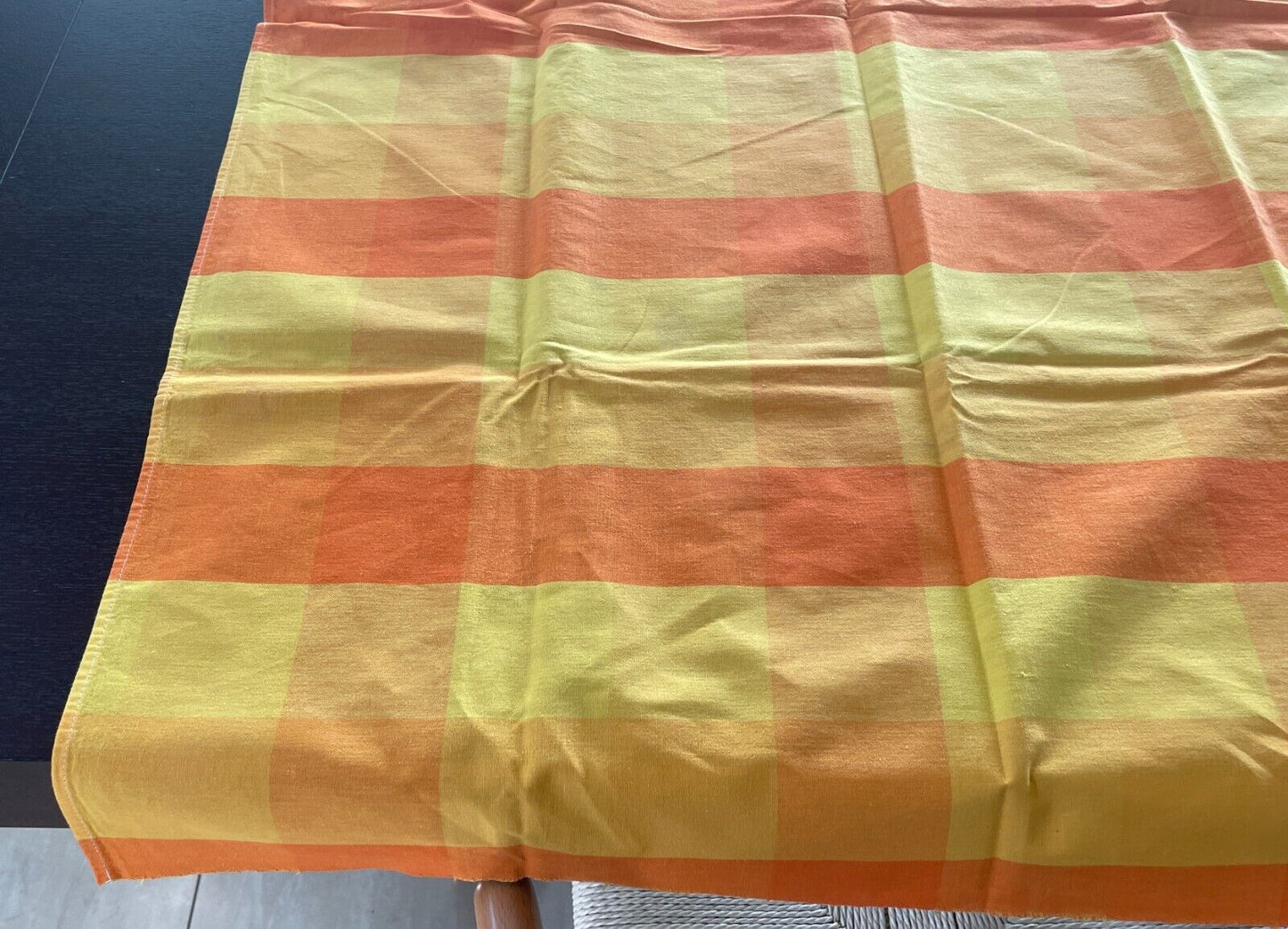 TABLE CLOTH Vintage Bright Shades of Orange Yellow Rectangle Cotton 119 x 161cm
