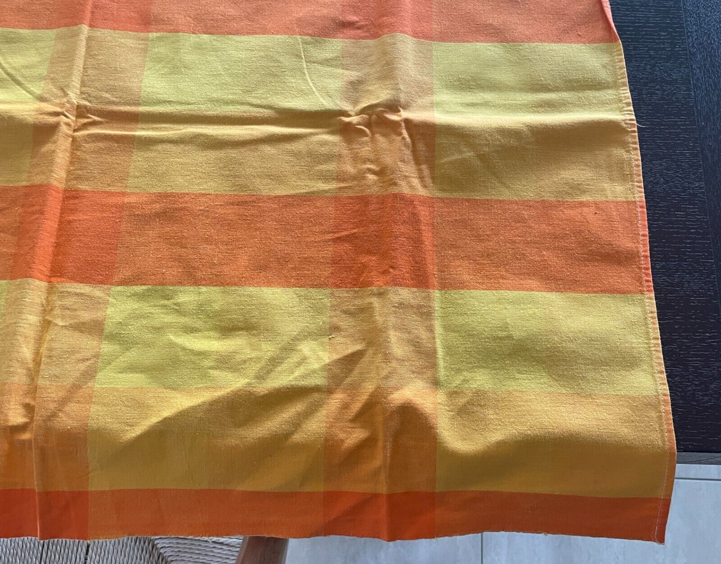 TABLE CLOTH Vintage Bright Shades of Orange Yellow Rectangle Cotton 119 x 161cm