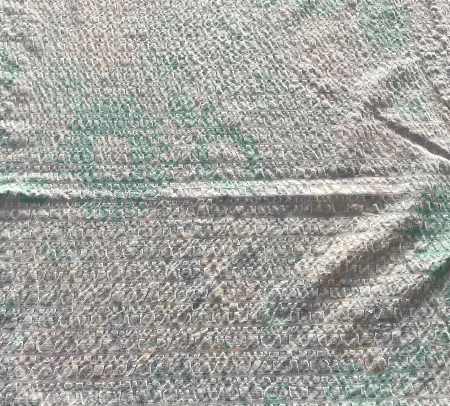 TABLE CLOTH Vintage Seersucker Floral Print Pale Green/Pink/Orange 197 x 142cm