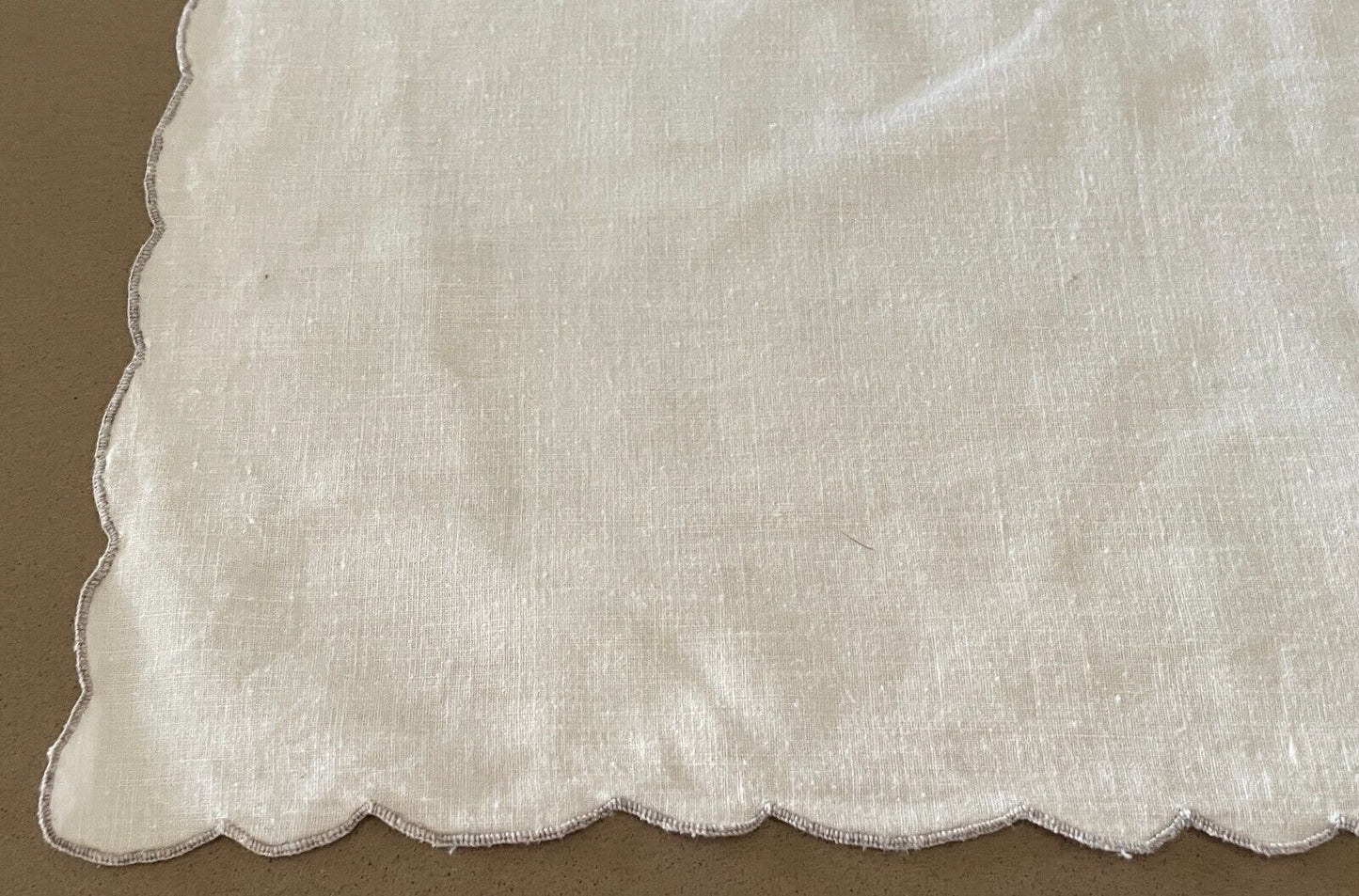 Vintage High Tea NAPKINS Off Set of 11 White Cotton & Grey Embroidered 40cm NEW
