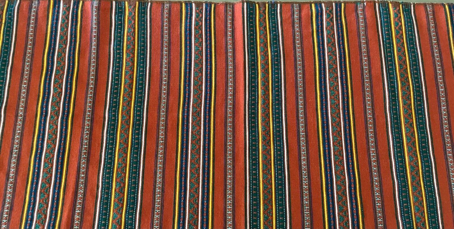 TABLE RUNNER Orange MultiColoured Stripe Rectangle Shape 107 x 42.5cm w Fringe