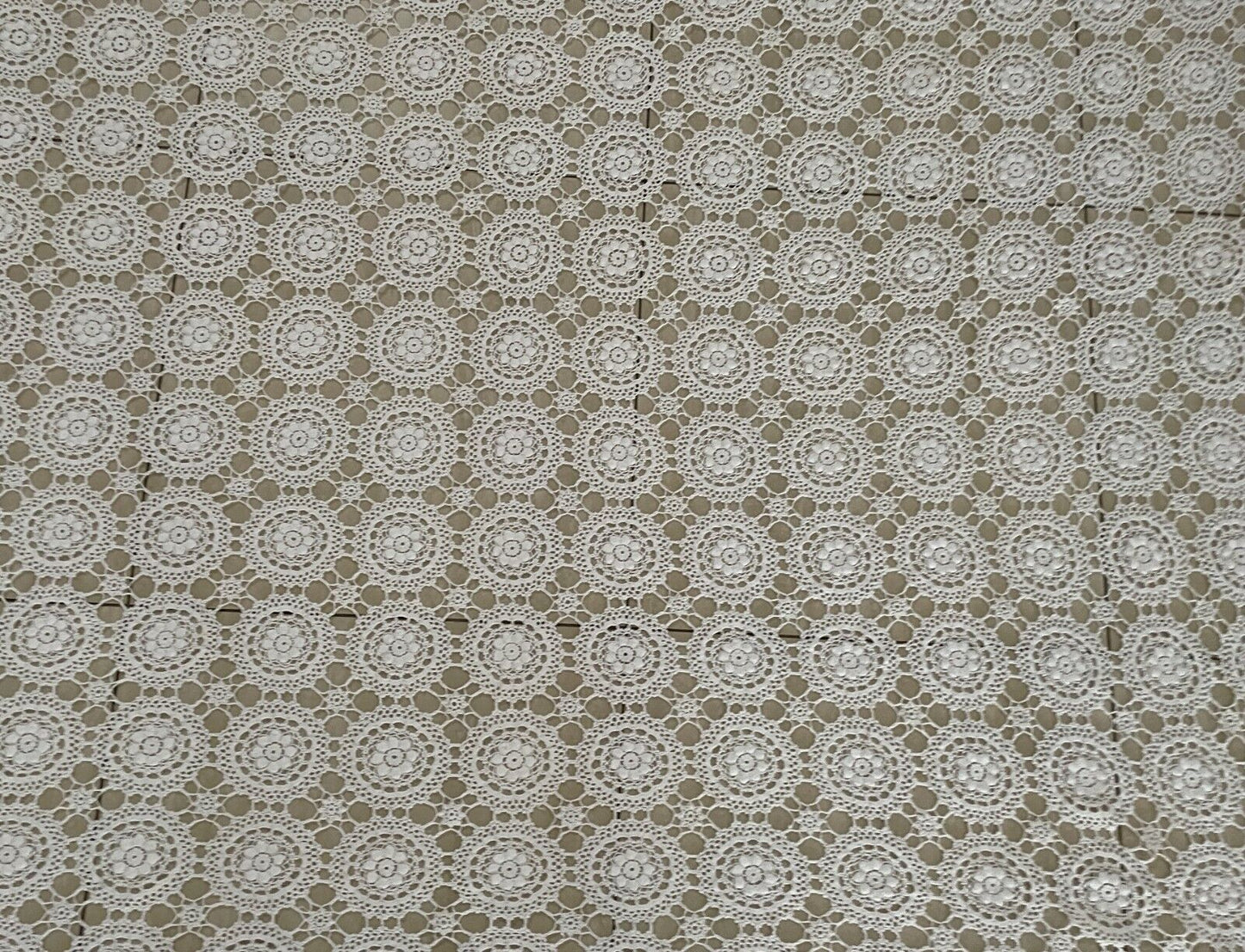 Crochet Lace TABLE CLOTH 1970's White Cotton Rectangle Bedspread 222x171cm