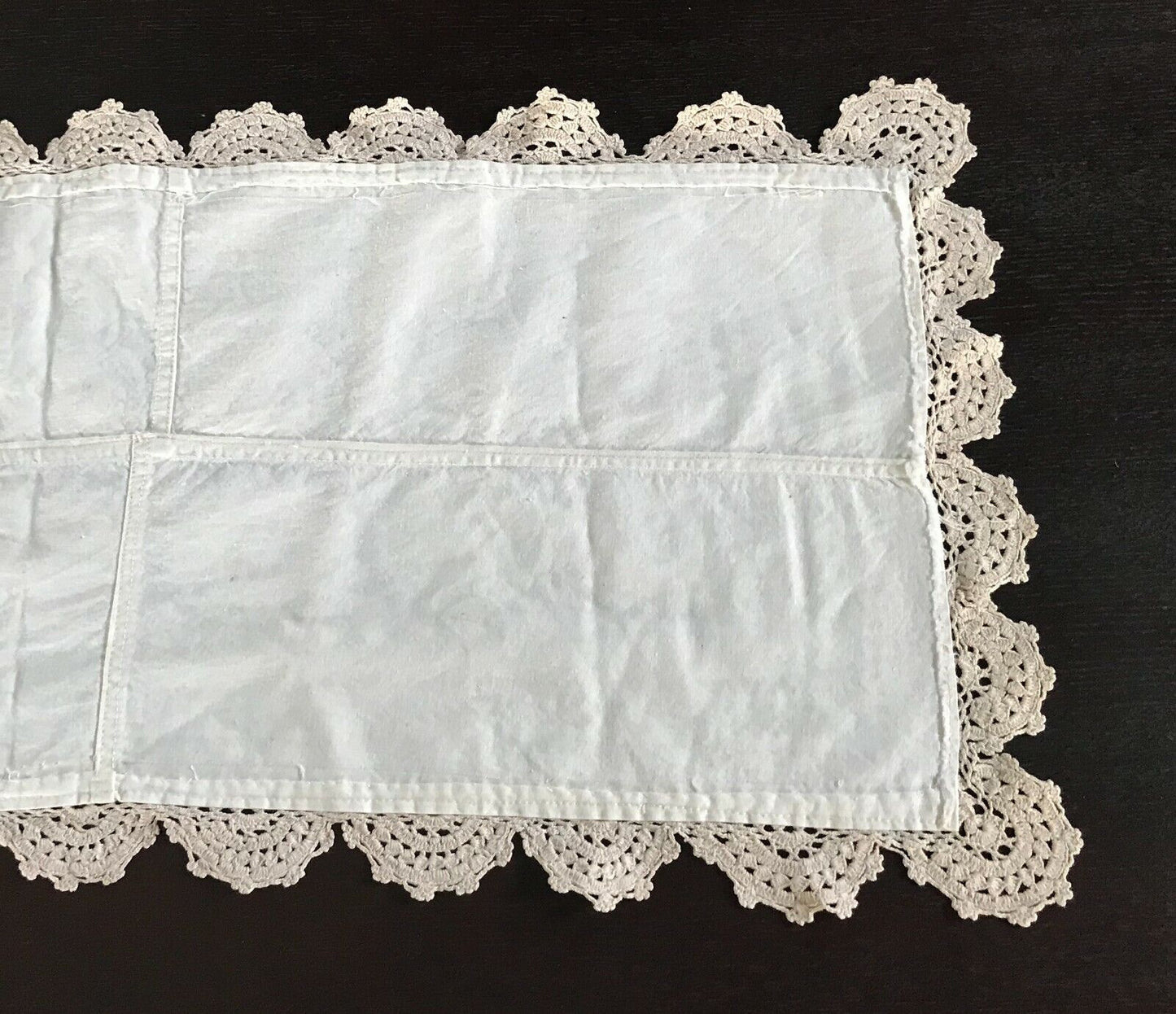 Hand Crochet Lined TABLE RUNNER Doily Rectangle Doilies 90.5 x 36cm Bone Colour