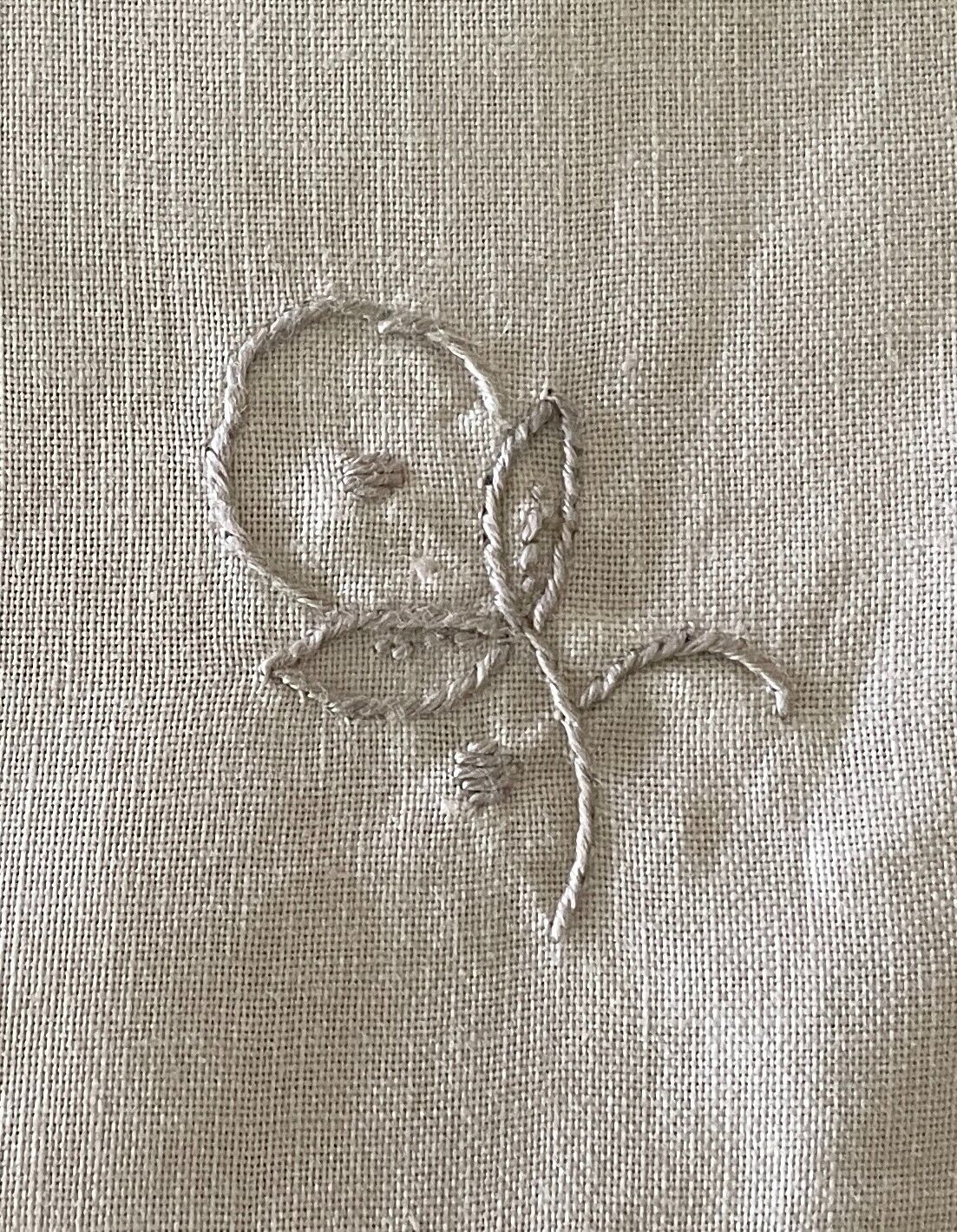 Crochet Edge Vintage NAPKIN Set of 8 Beige Cotton Floral Embroidered 42 x 42cm