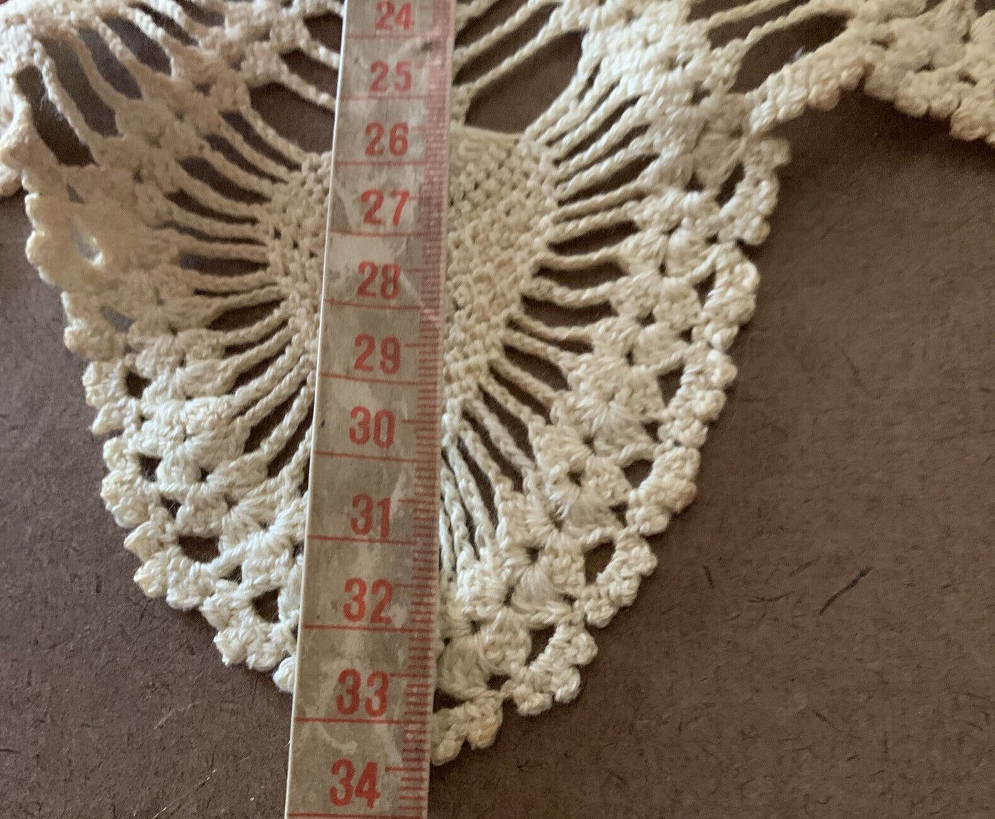 1960’s 2x Doilies Star Flower Beige Ornate Doily 34cm Crochet Tatted Table Mat