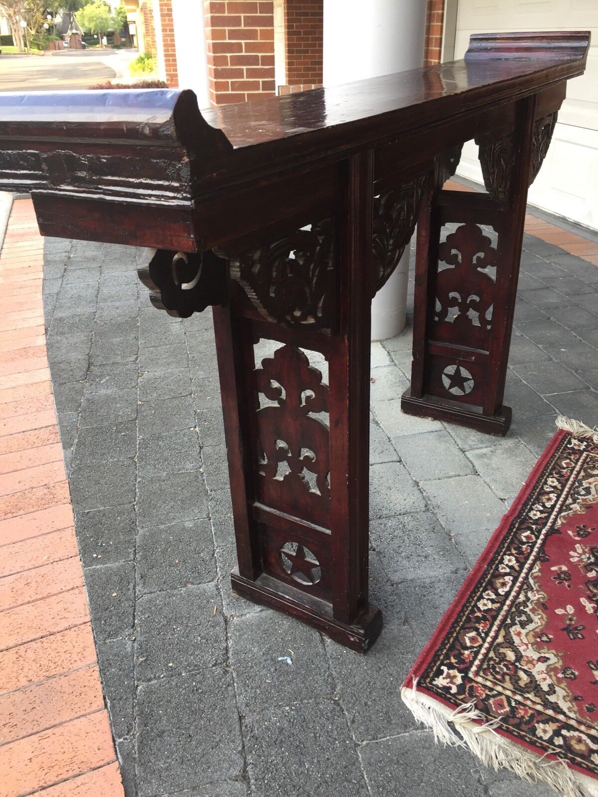 Vintage HALL TABLE Bar Altar Carved Rosewood Chinese Servery 100x173 cm Bespoke