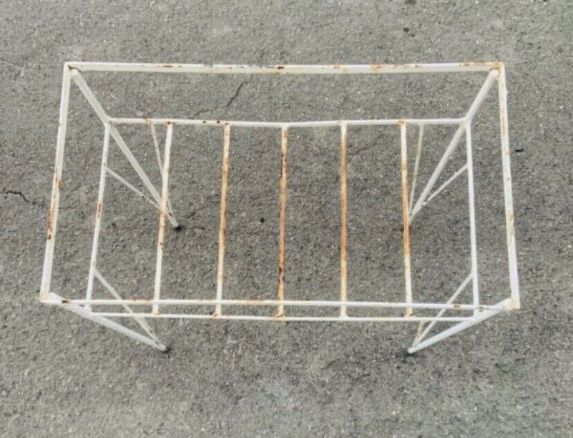 Plant Stand Wrought Iron 1960’s White Hall Table Garden Aquarium NO TOP
