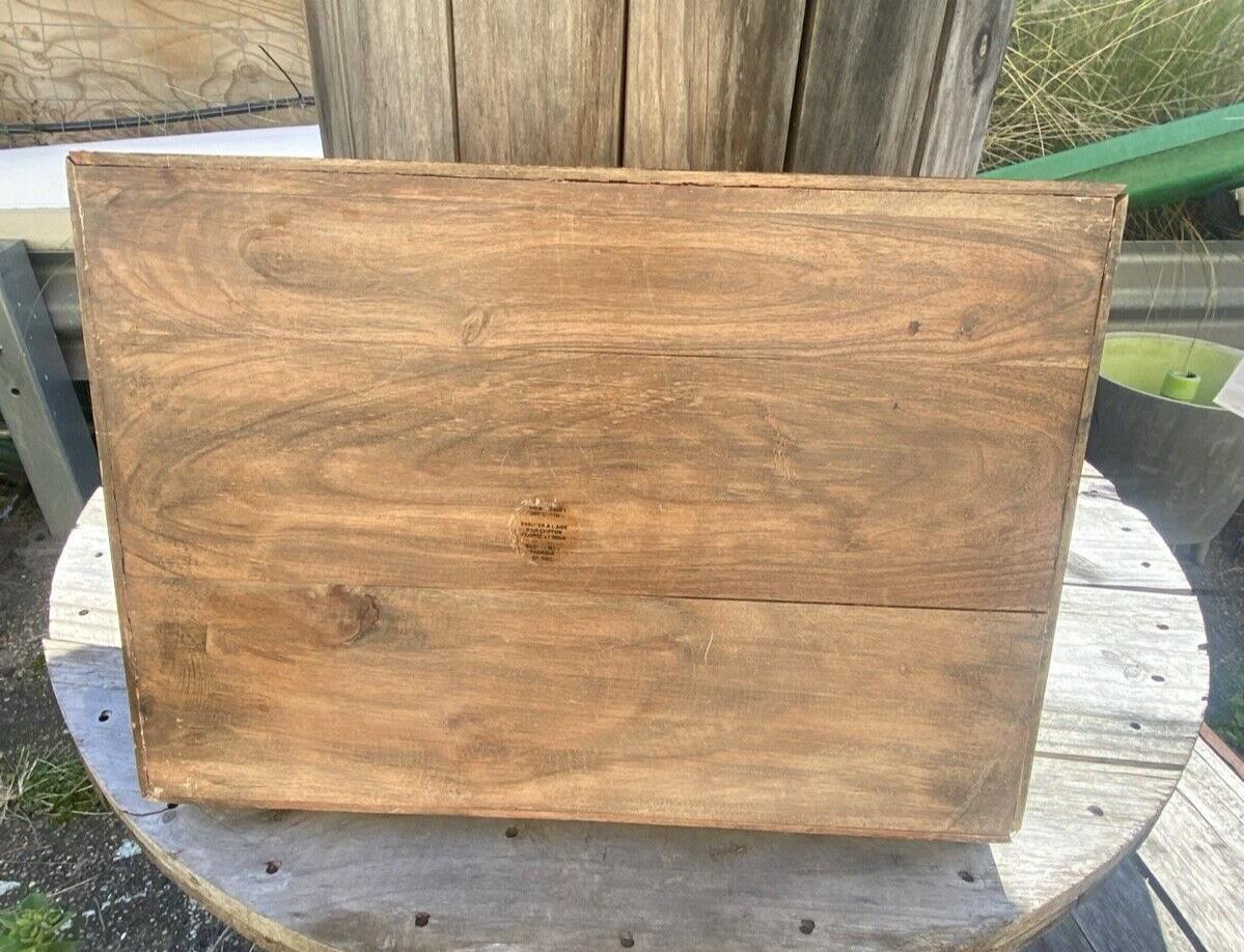 Rustic Serving Tray Wooden Bed Ottoman Table w Black Wrought Iron Handles E125