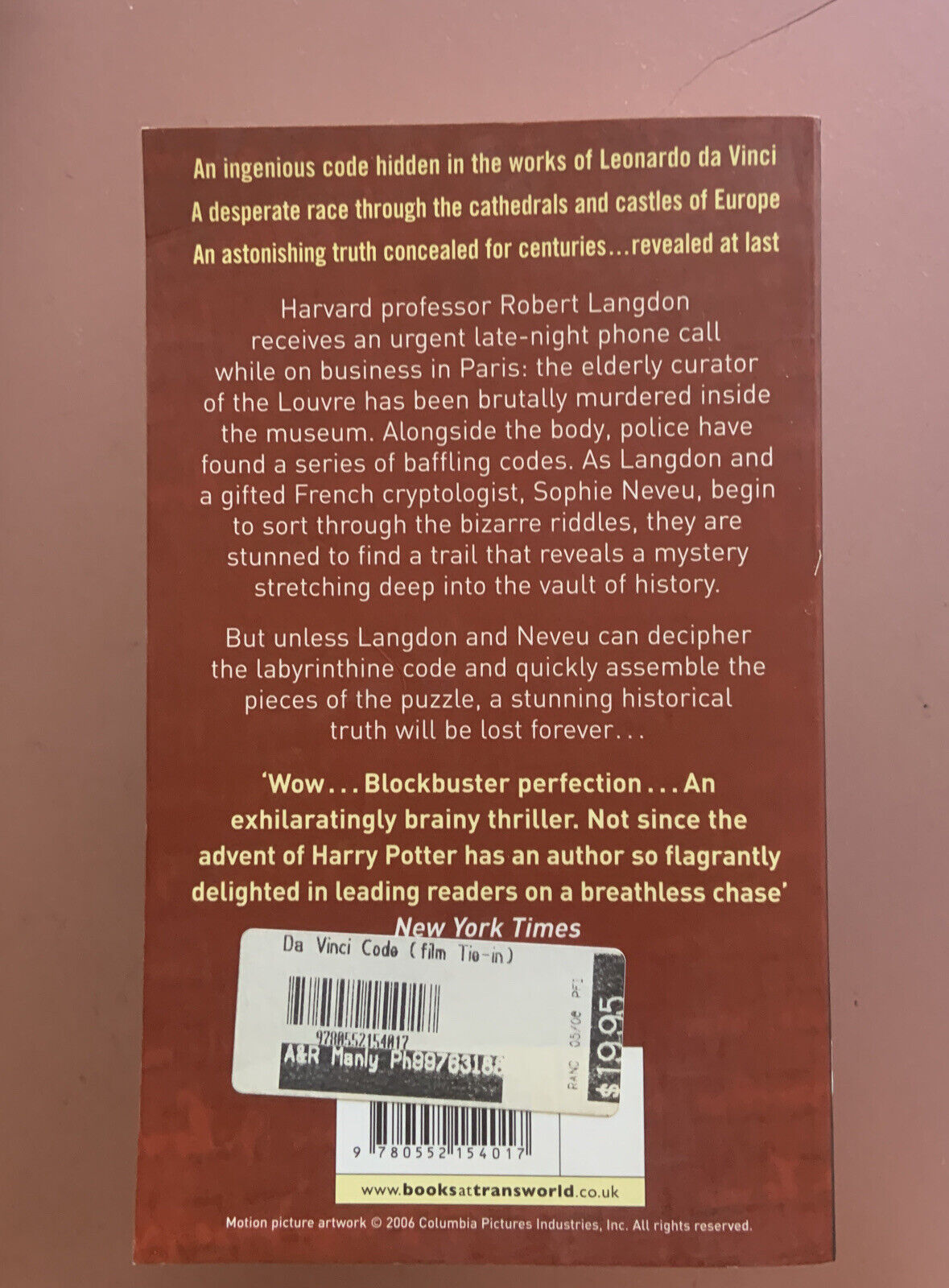 PB Book THE DA VINCI CODE by Dan Brown Corgi Books 2003