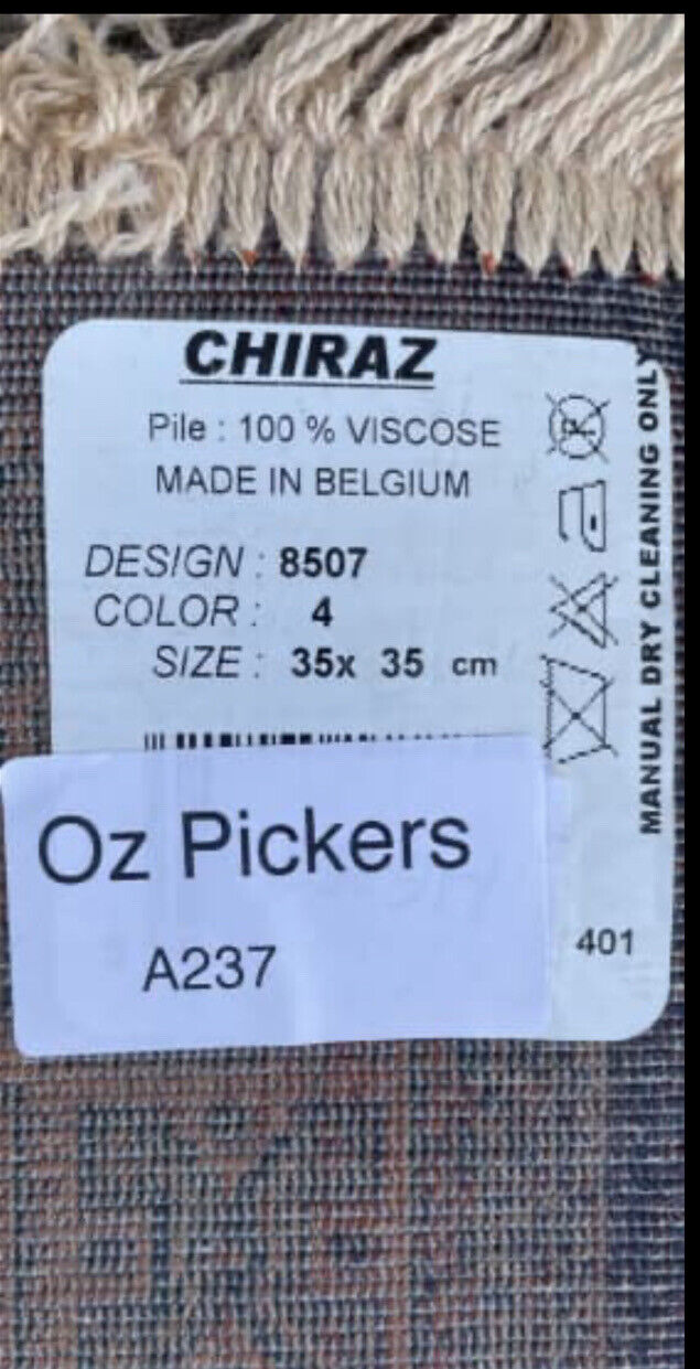BELGIUM CHIRAZ Table Mat Floor Prayer Portable Viscose Silky Fringed Sq 35cm NEW