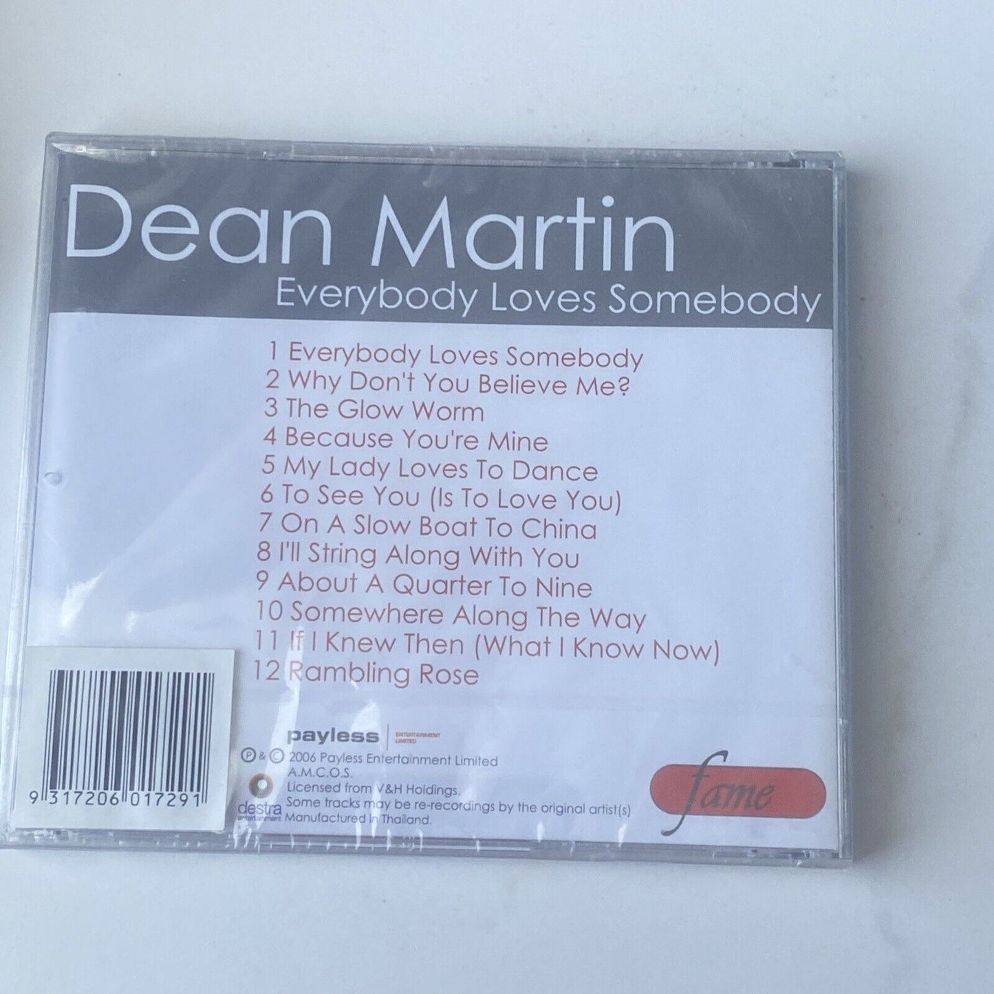 DEAN MARTIN Everybody Loves Somebody CD 12 Tracks Crooner Love Songs Sealed NEW
